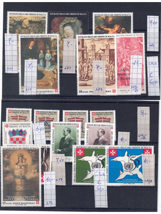 SMOM Lotto di francobolli anni 1990/2000 MNH**