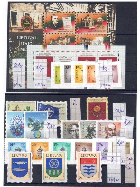 Lithuania 2007 Set of 22 stamps and 2 BF MNH**