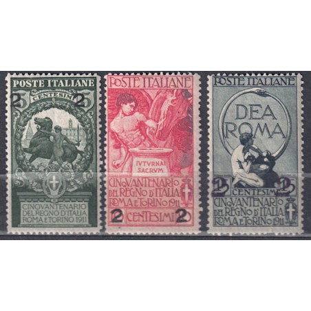 ITALIA REGNO 1913 Unità d'Italia sovrastampati 3v MNH**