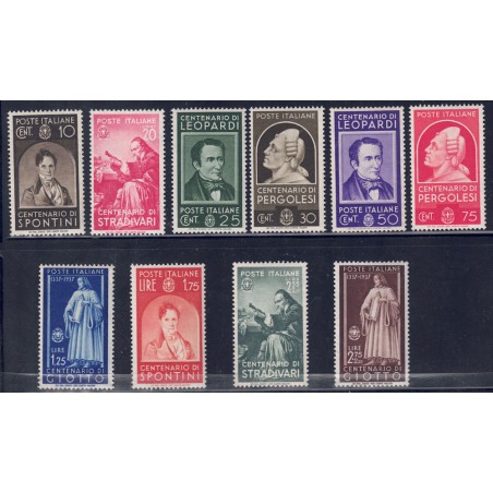 ITALIA REGNO 1937 Uomini illustri 10v MNH**