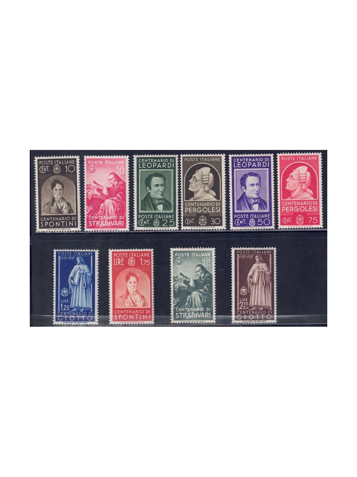 ITALY KINGDOM 1937 Illustrious men 10v MNH**