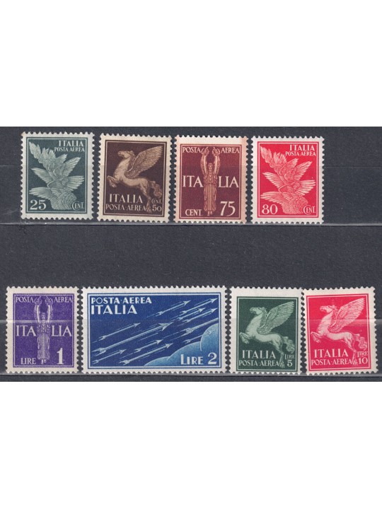 ITALIA REGNO 1930-32 Posta aerea, soggetti allegorici 8v MNH**