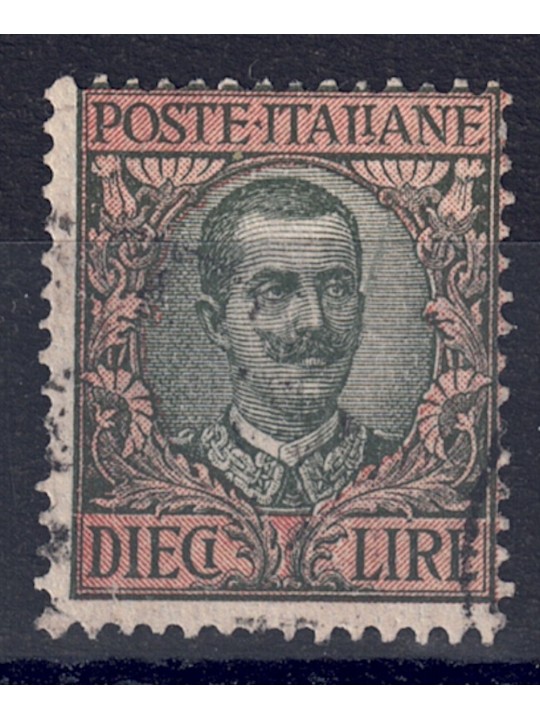 ITALY KINGDOM 1910 Floral £10 olive and rose us