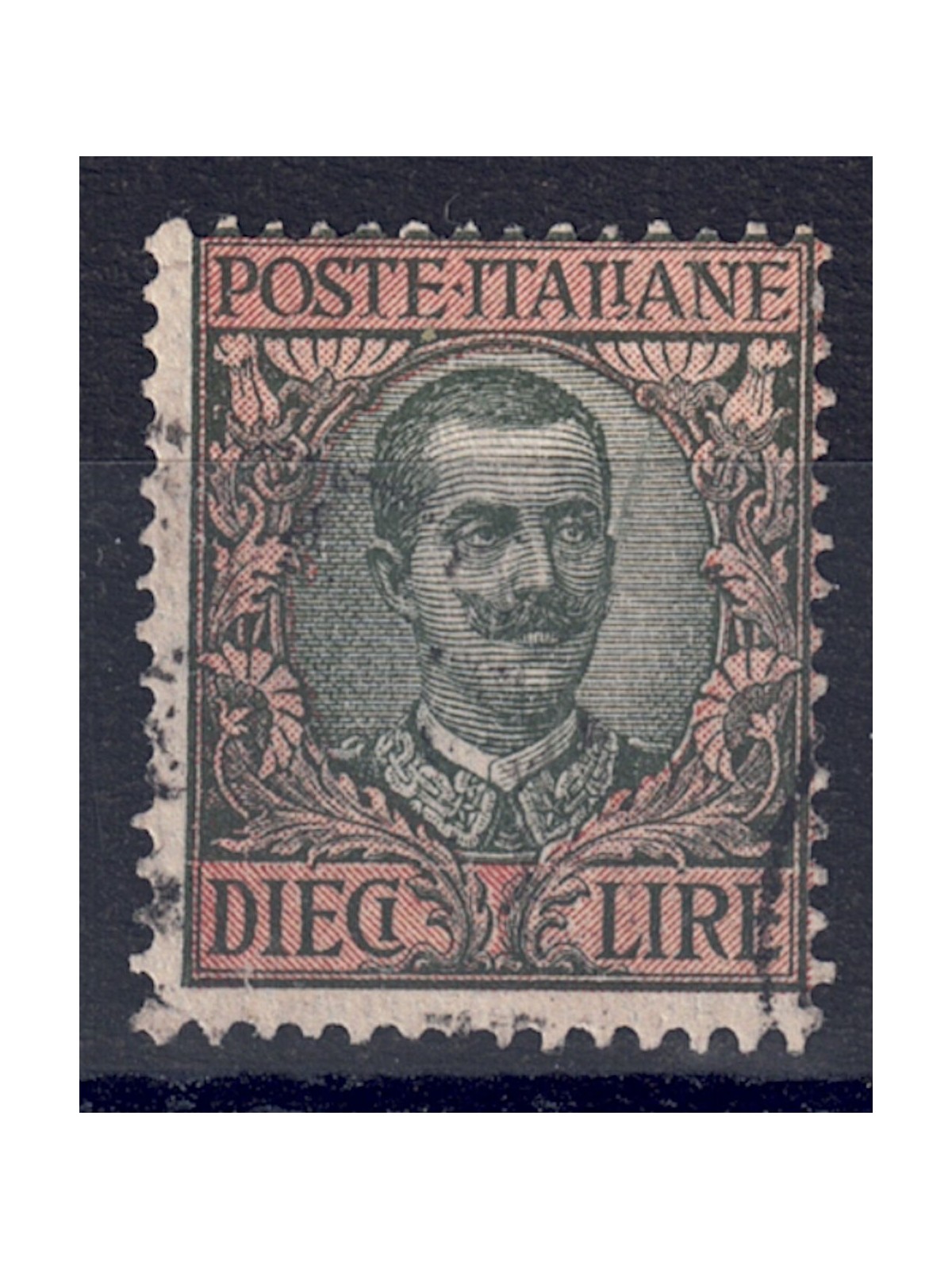 ITALY KINGDOM 1910 Floral £10 olive and rose us