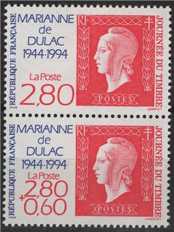 FRANCIA 1994 Marianna di Dulac senza soprattassa (in coppia) MNH**