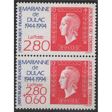FRANCIA 1994 Marianna di Dulac senza soprattassa (in coppia) MNH**