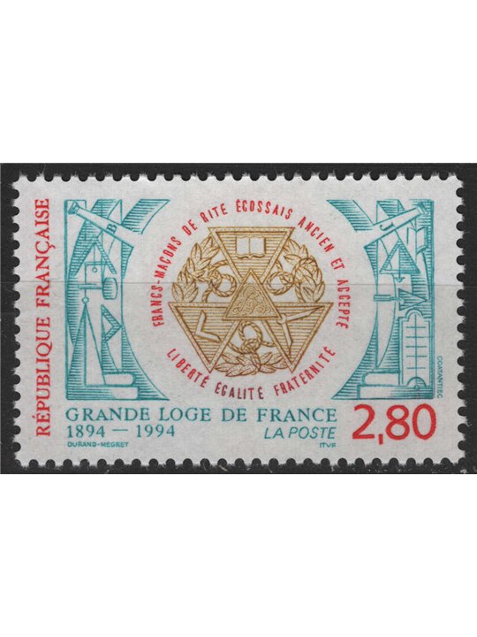 FRANCIA 1994 Grande Loggia Massonica MNH**