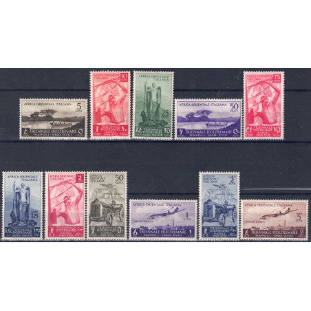 AFRICA ORIENTALE ITALIANA 1940 Triennale d'oltremare + P.A. 11v MNH**