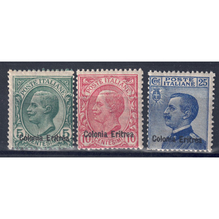 ERITREA 1908-09 Serie ordinaria 3v MNH**