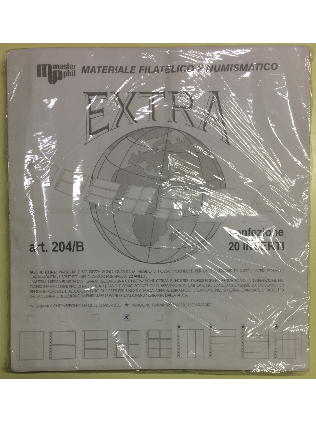 MASTERPHIL EXTRA POCKETS with white divider, pack of 20 inserts