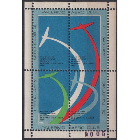 ITALY 1961 13th air tour of Sicily, MNH commemorative souvenir sheet**