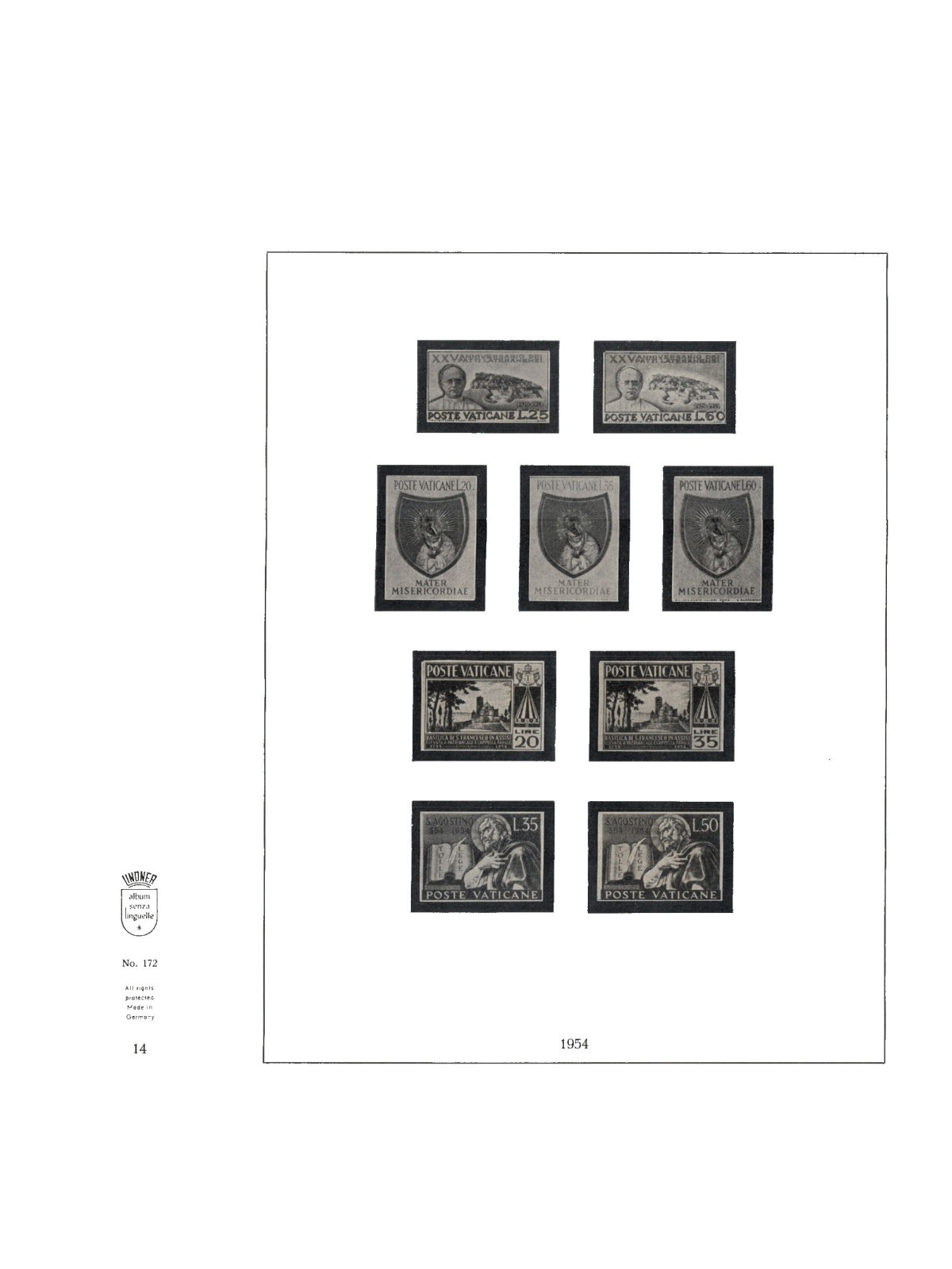 VATICAN 1961 Lindner album sheets for single us