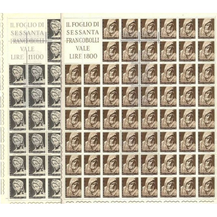 ITALY 1964 Michelangelo Buonarroti 2 full double sheets MNH**
