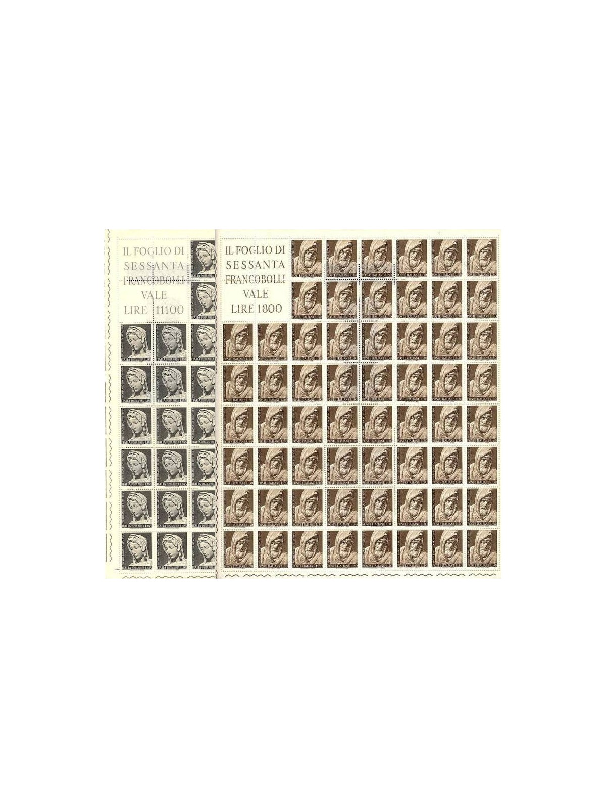 ITALY 1964 Michelangelo Buonarroti 2 full double sheets MNH**