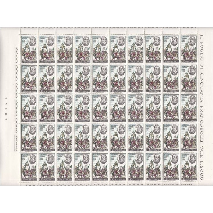 ITALY 1965 Alessandro Tassoni 1 full sheet np MNH**
