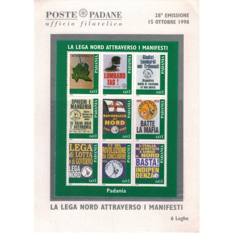 PADANIA 1998 La Lega Nord attraverso i Manifesti BF MNH**