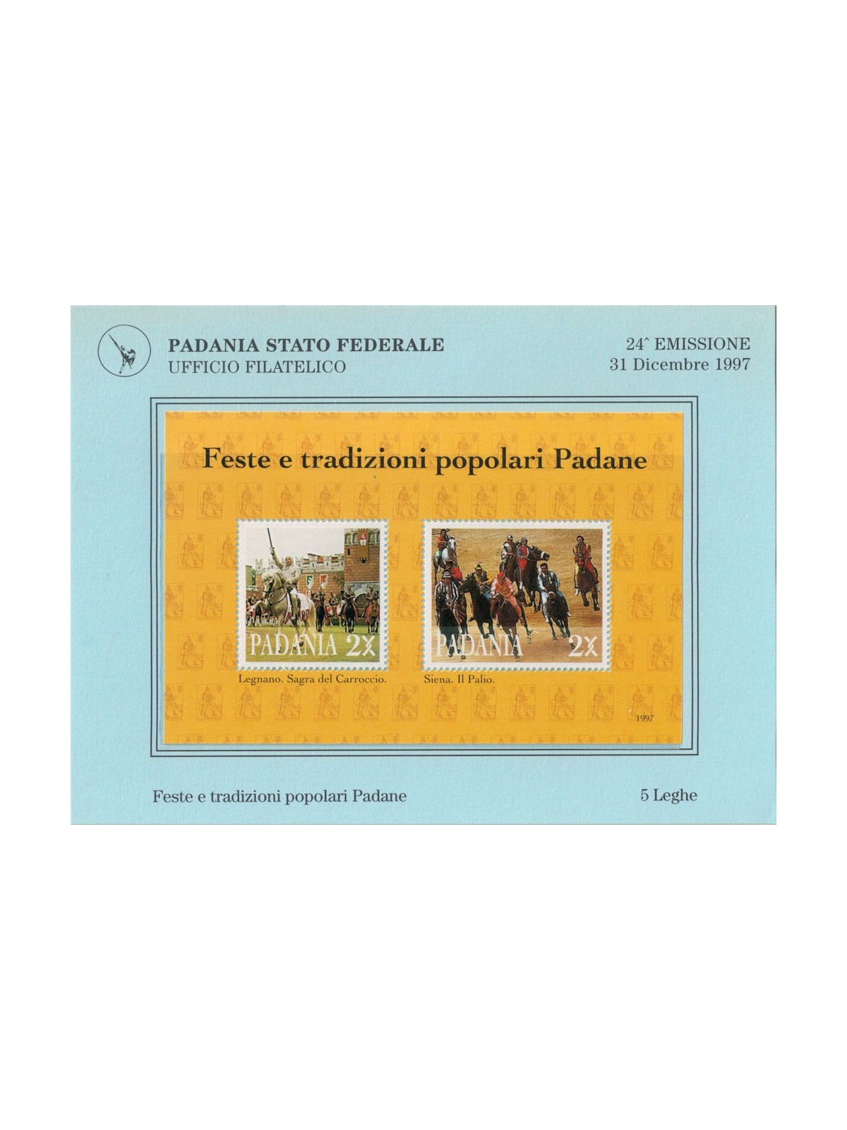 PADANIA FEDERAL STATE 1997 Festivals and popular traditions s/s MNH**
