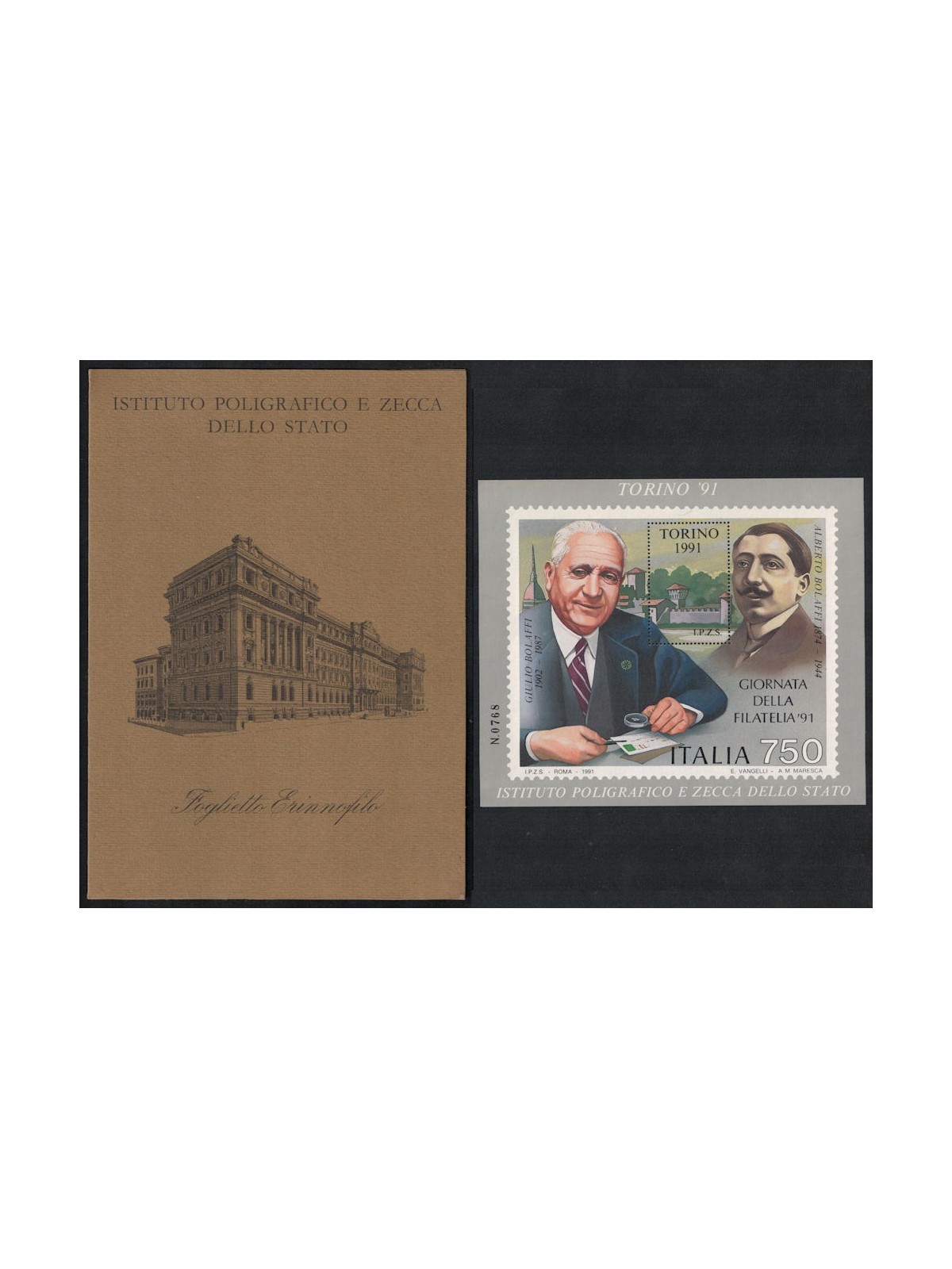 ITALY 1991 Philately Day, commemorative sheet MNH**