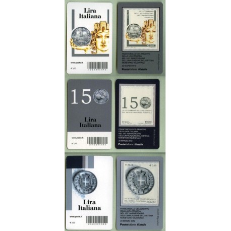 ITALIA 2012 Anniversario della Lira (tessere filateliche)