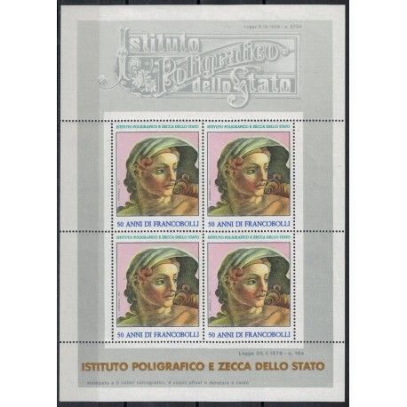 ITALY 1978 IPZS 50 years of stamps, commemorative sheet MNH**
