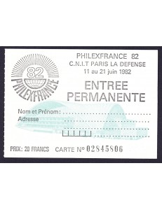 FRANCIA 1982 Biglietto d'ingresso per Philexfrance 82
