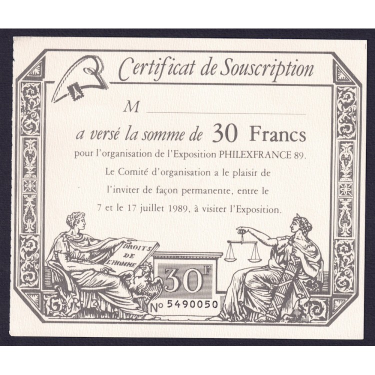 FRANCIA 1989 Biglietto d'ingresso per Philexfrance 89