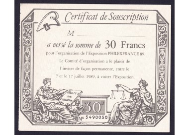 FRANCE 1989 Entrance ticket for Philexfrance 89
