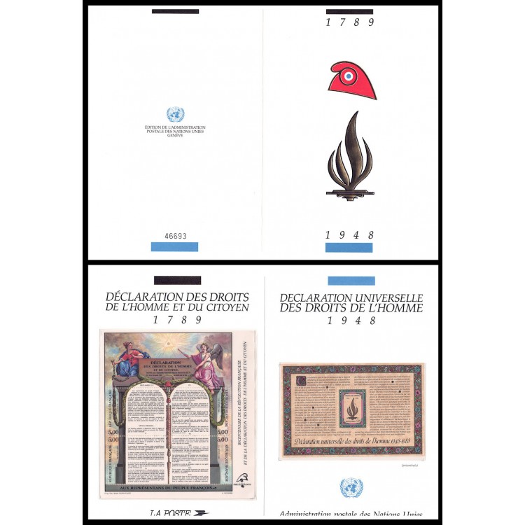 FRANCE + UN 1989 Human Rights (Folder Philexfrance 89)