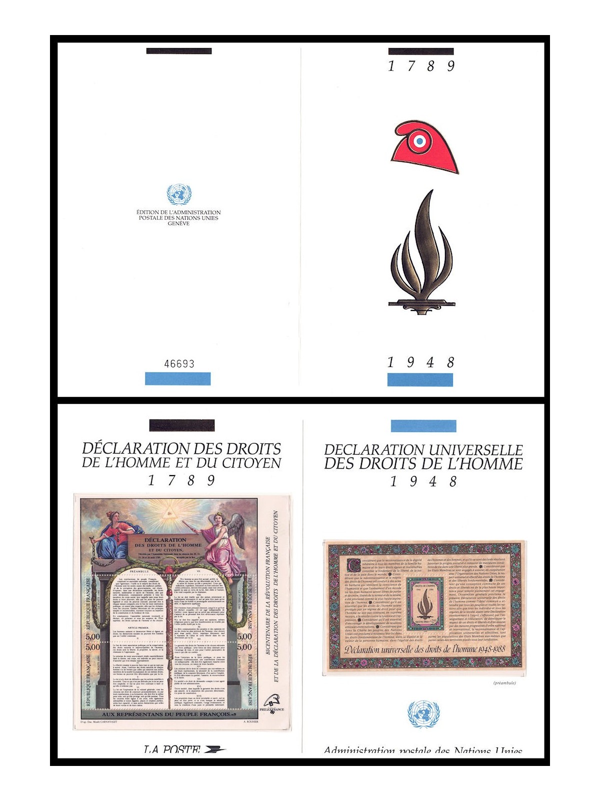 FRANCE + UN 1989 Human Rights (Folder Philexfrance 89)
