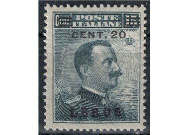 AEGEAN LERO 1916 20c on 15c grey black MNH**