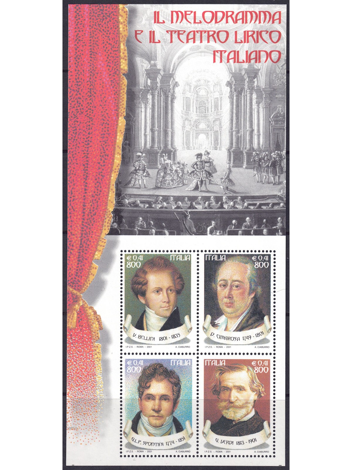 ITALY 2001 Italian melodrama and opera s/s MNH**