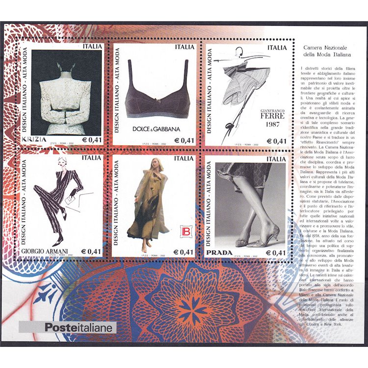 ITALIA 2002 Design italiano BF MNH**
