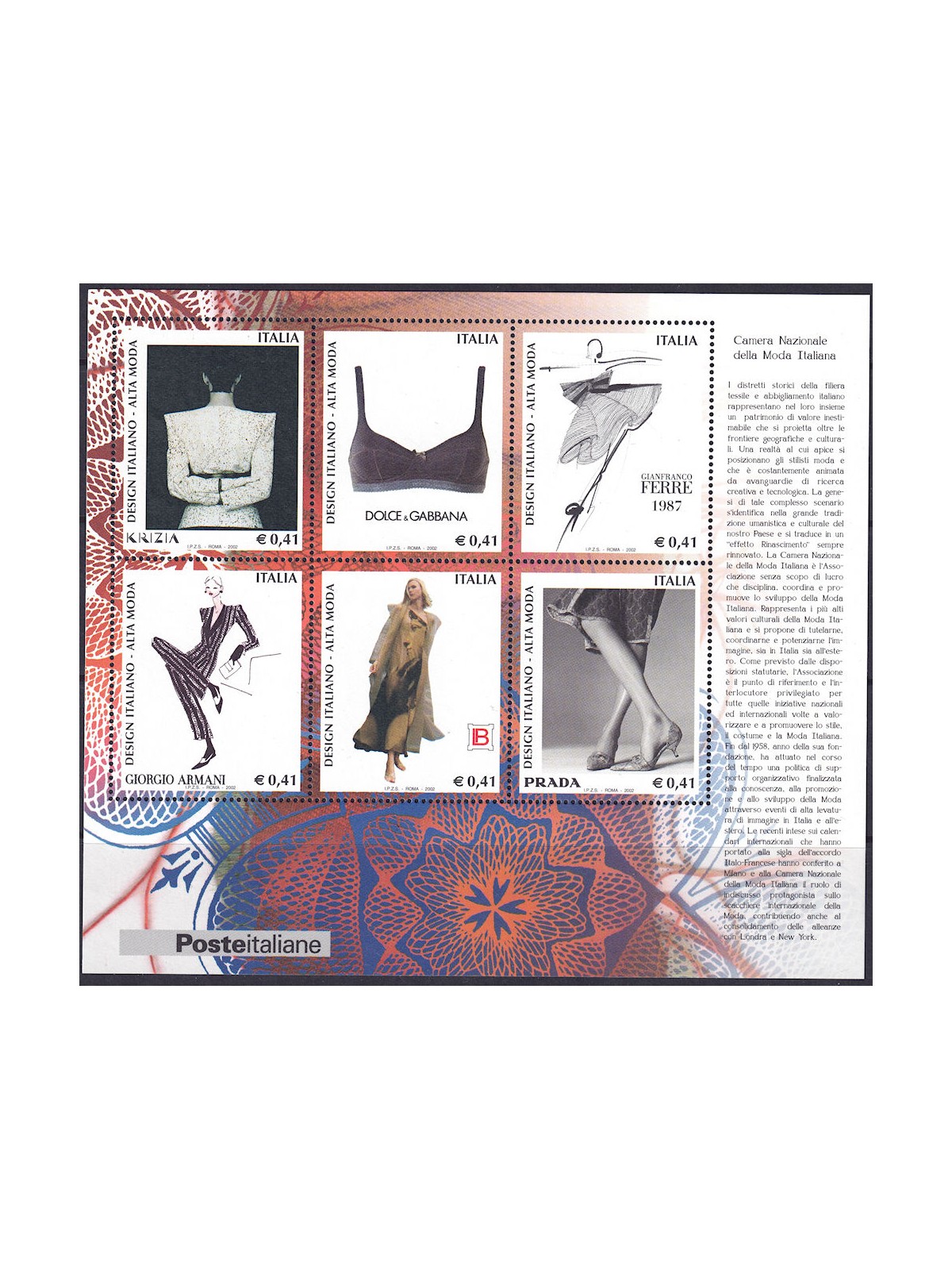 ITALIA 2002 Design italiano BF MNH**