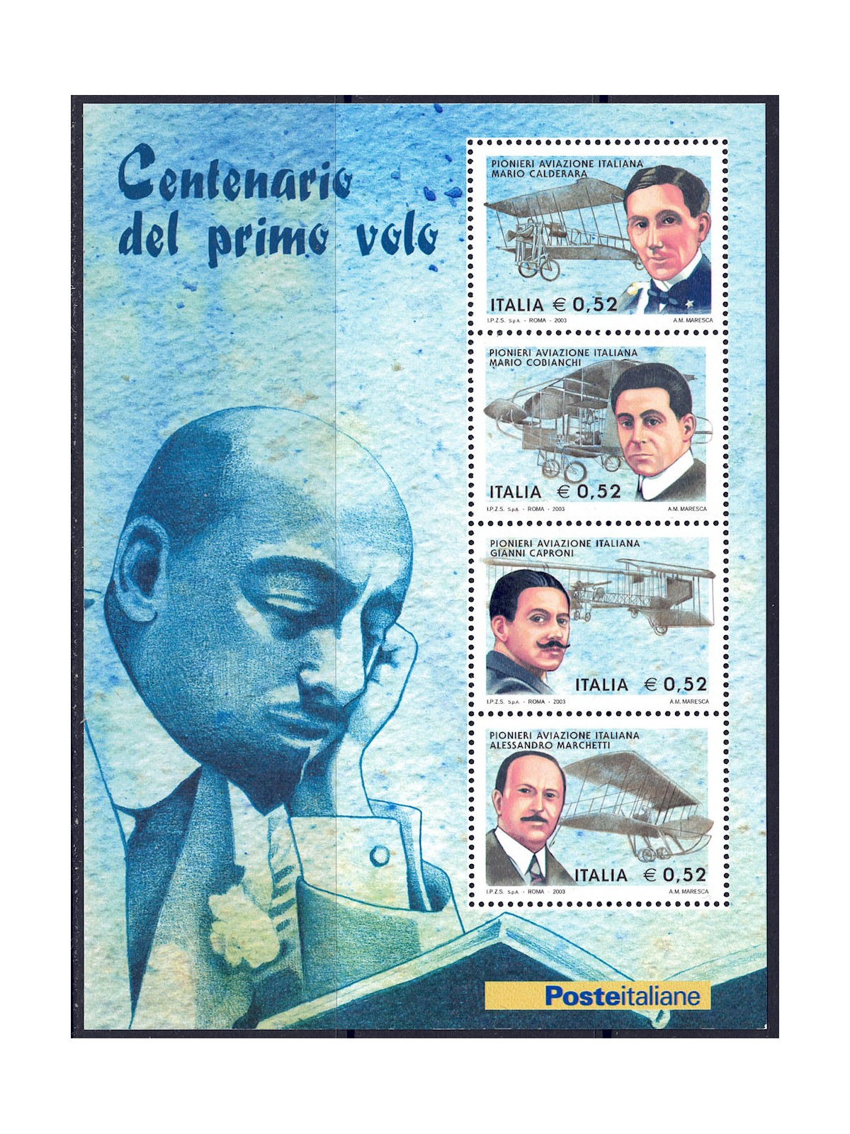 ITALY 2003 Aviation Pioneers s/s MNH**