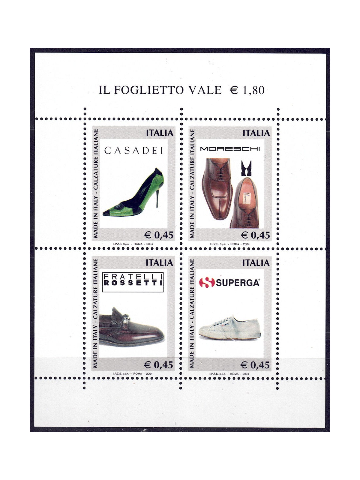 ITALIA 2004 Calzature Italiane BF MNH**
