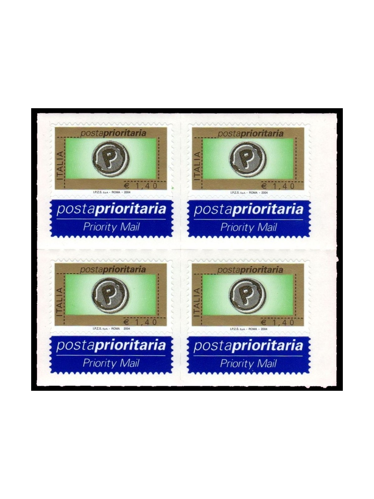 ITALIA 2004 Posta prioritaria € 1,40 (A) in quartina MNH**