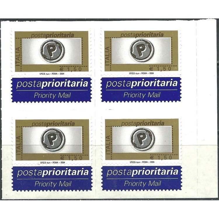ITALY 2004 Priority Mail € 1.50 in quartina MNH**