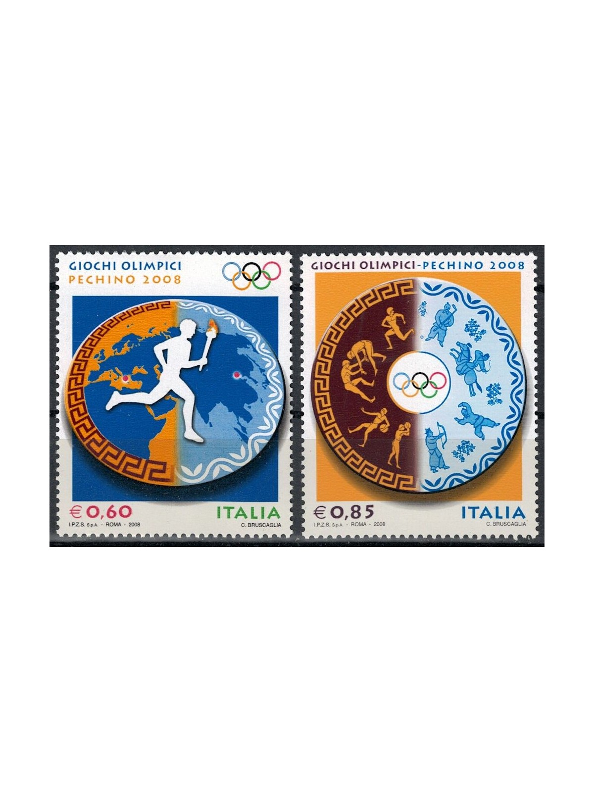 ITALIA 2008 Giochi olimpici 2v MNH**
