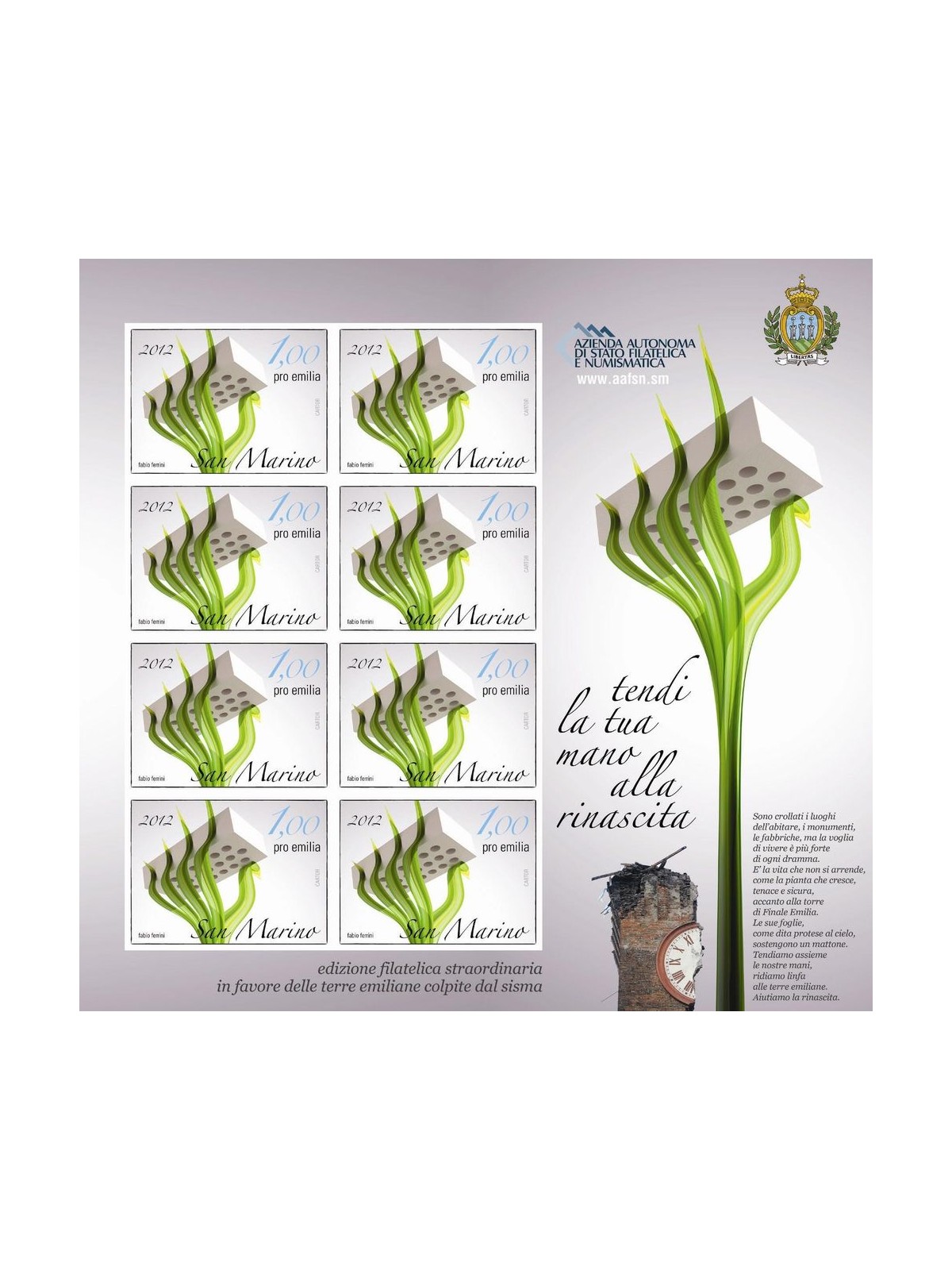 SAN MARINO 2012 Emilia Romagna Earthquake Relief s/s MNH**