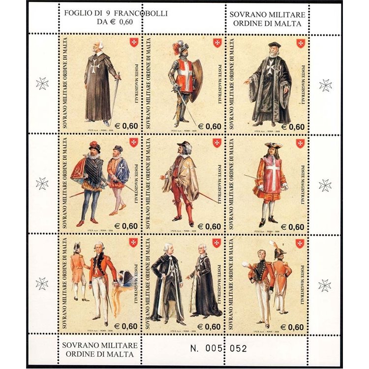 SMOM 2008 Costumes and Uniforms 9v MNH**