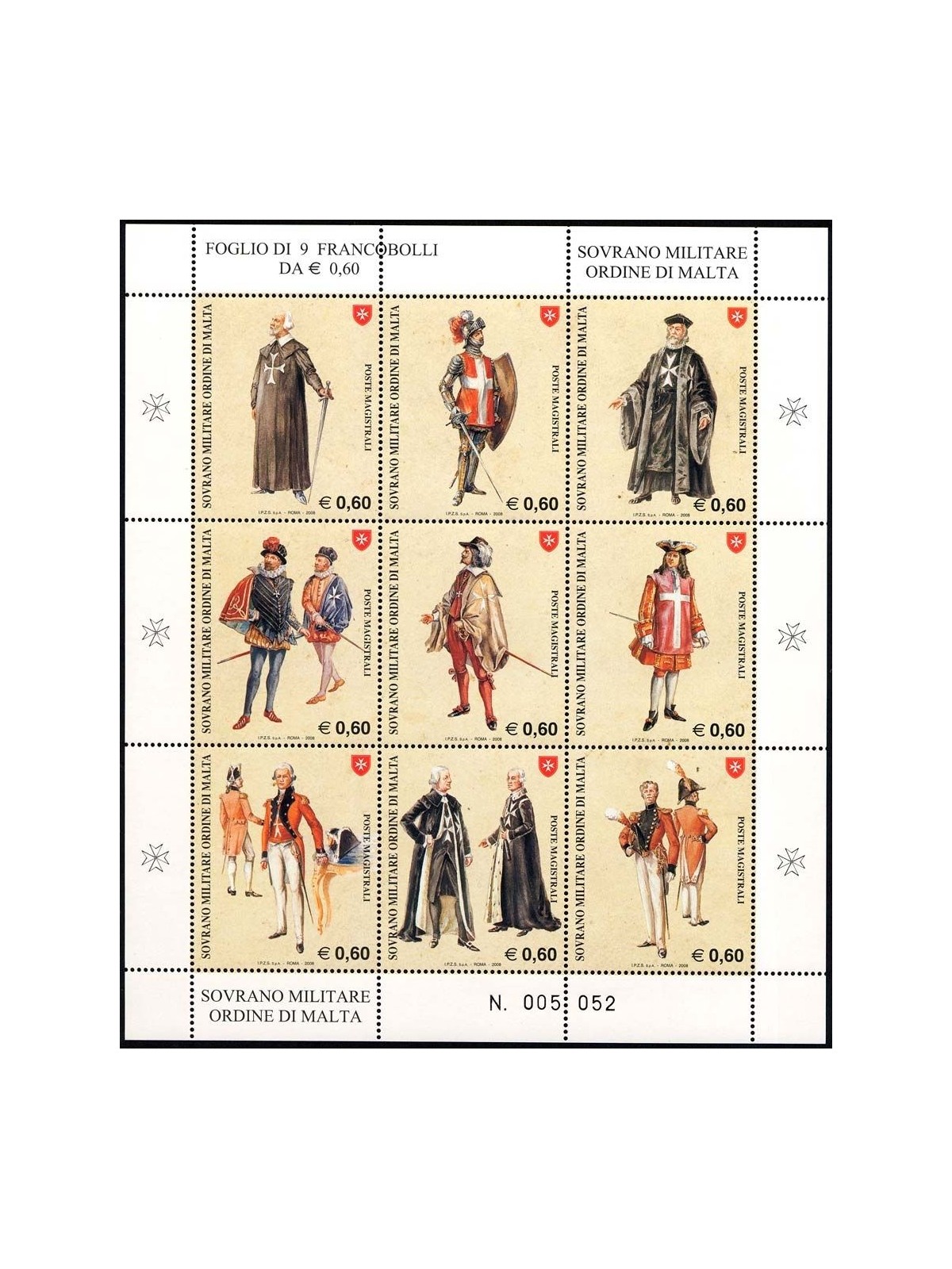 SMOM 2008 Costumes and Uniforms 9v MNH**
