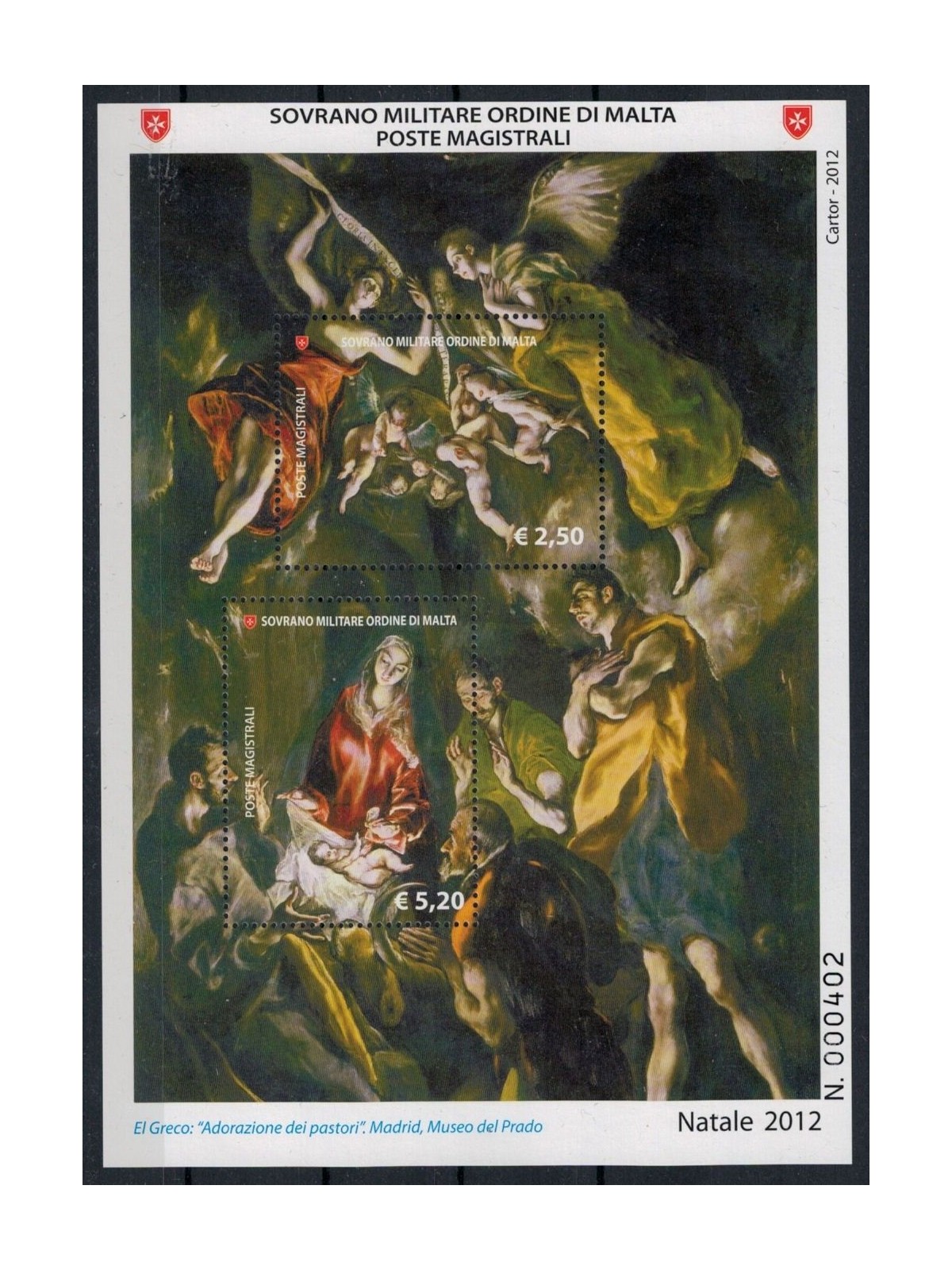 SMOM 2012 Christmas s/s MNH**