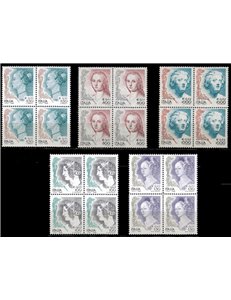 ITALIA 1999 La donna nell'arte 5v in quartina MNH**