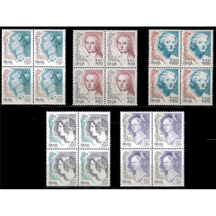 ITALIA 1999 La donna nell'arte 5v in quartina MNH**