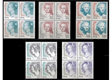 ITALIA 1999 La donna nell'arte 5v in quartina MNH**
