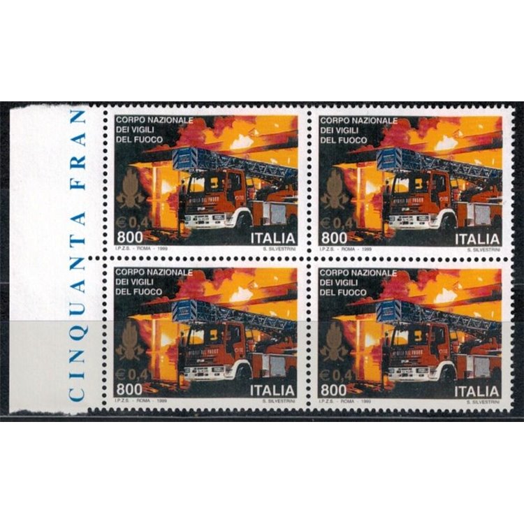 ITALIA 1999 Vigili del fuoco in quartina MNH**