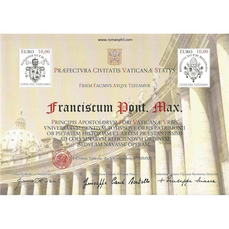 VATICAN 2012 Colonnade of St. Peter's Square (Franciscum Pont Max) s/s MNH**