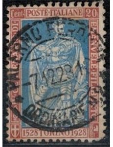 ITALIA REGNO 1928 Emanuele Filiberto 20c bruno dent. 11 us