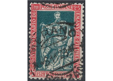 ITALY KINGDOM 1928 Emanuele Filiberto 25c carmine and green dent. 11 used