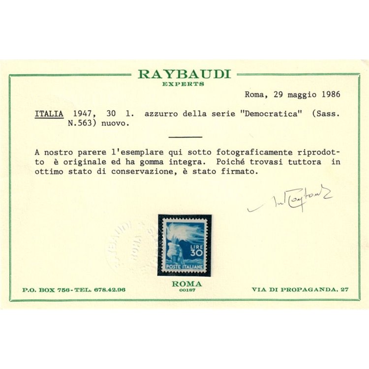 ITALIA 1945-46 30₤ Democratica MNH** ©